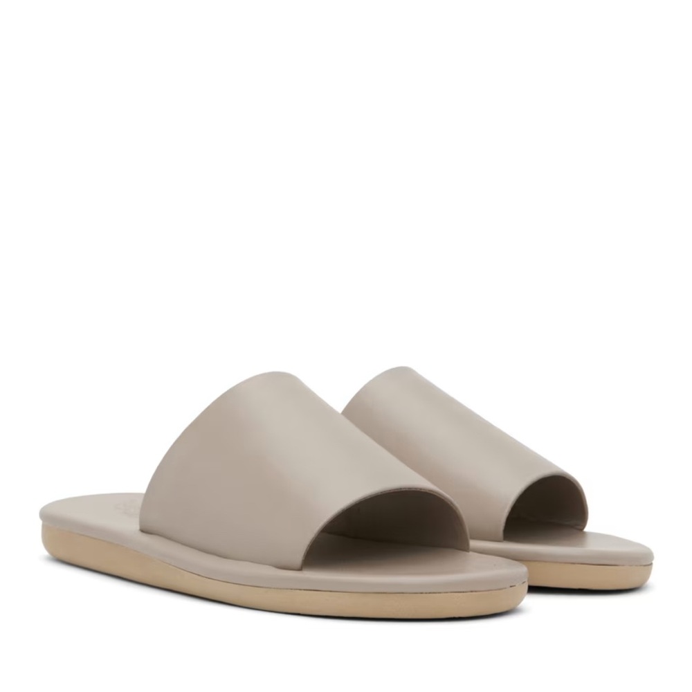 Ancient Greek Sandals ‘Cerastes’ Nappa Glove Taupe Slides Size 40